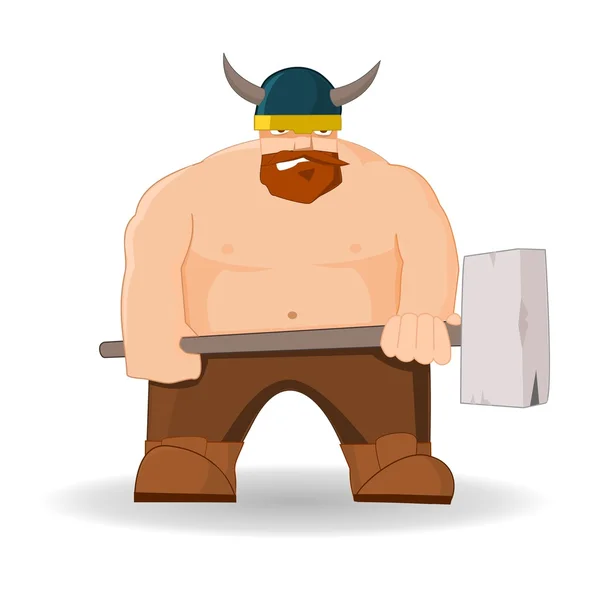 Dessin animé viking avec marteau — Image vectorielle