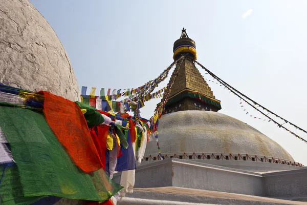 Bodhnath Stupa with prayer flags in Kathmandu - Nepal — Zdjęcie stockowe