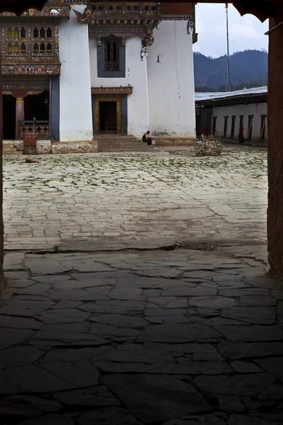 Gangtey goemba buddhistický klášter v phobjikha údolí v Bhútánu — Stock fotografie