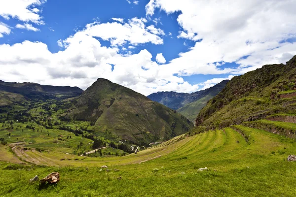 Pisaq, vechea cetate incașă și terase din Valea Sacră, lângă Cusco, Peru, America de Sud — Fotografie, imagine de stoc