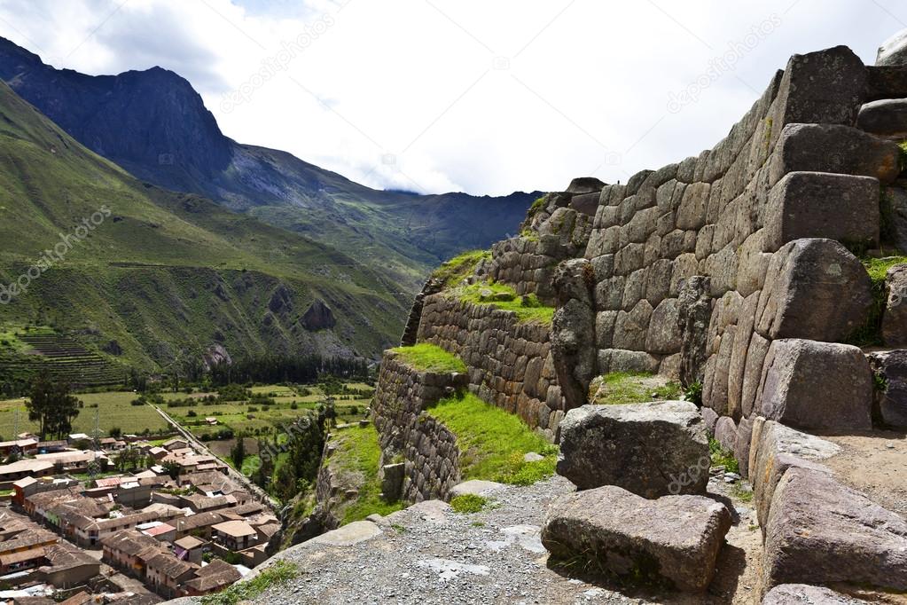 Inca ruins of Ollantaytambo - a fortress in the Sacred Valley next to Cuzco in Peru, South America