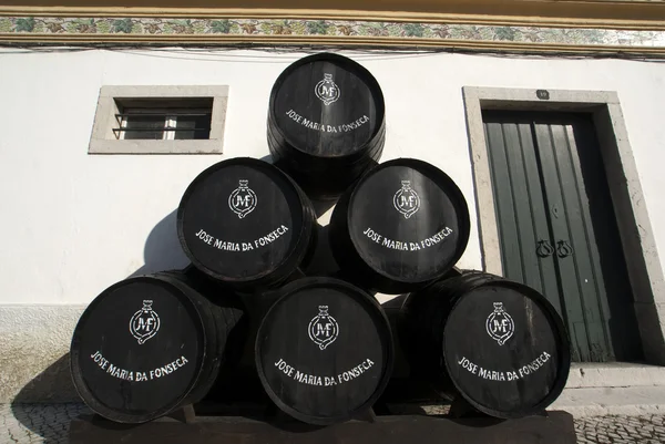 Barricas de la bodega Jose Maria da Fonseca vinhos en Azeitjalá - Portugal —  Fotos de Stock