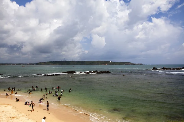 View at the beach and sea from the Galle Fort (Lighthouse and point Utrecht) - Sri Lanka — Stock Photo, Image