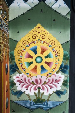 incinmesin chhoe dzong Manastırı thimphu, bhutan'içinde renkli duvar resimleri