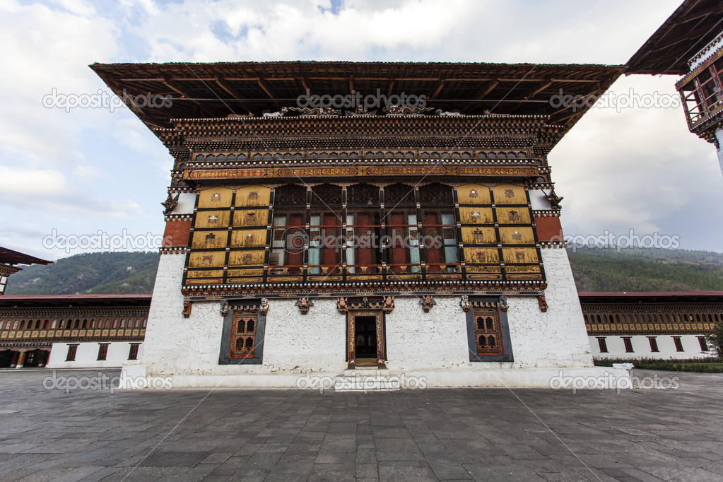 Inside the Trashi Chhoe Dzong in Thimphu, the capital of the Royal Kingdom of Bhutan, Asia