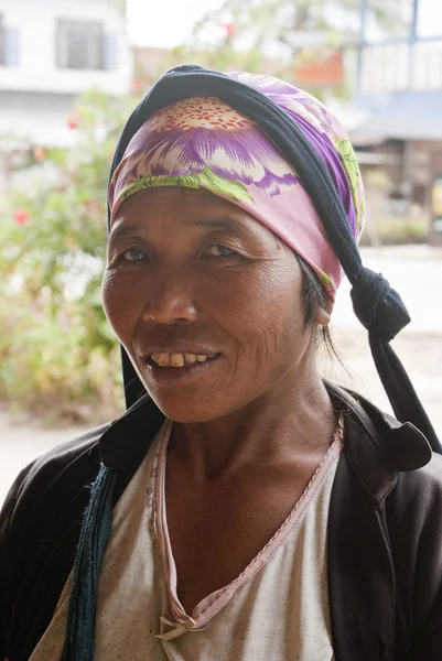 Old lady in local tribe costume in Muang Sing - North Laos - Asia — Stock Photo, Image