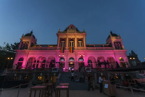 Pink theatre building for gay pride  in Vondelpark in Amsterdam - The Netherlands — Stock Photo, Image
