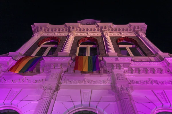 Roze theater bouwen voor de gay pride in vondelpark in amsterdam - Nederland — Stockfoto