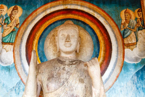 Estatua Buda Piedra Blanca Con Halo Detrás Cabeza Dentro Ruwanwelisaya —  Fotos de Stock