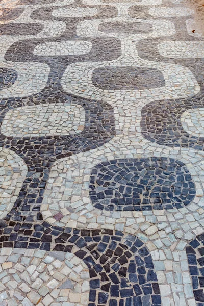 Padrão Preto Branco Famosa Calçada Ipanema Desenhada Por Oscar Niemeyer — Fotografia de Stock