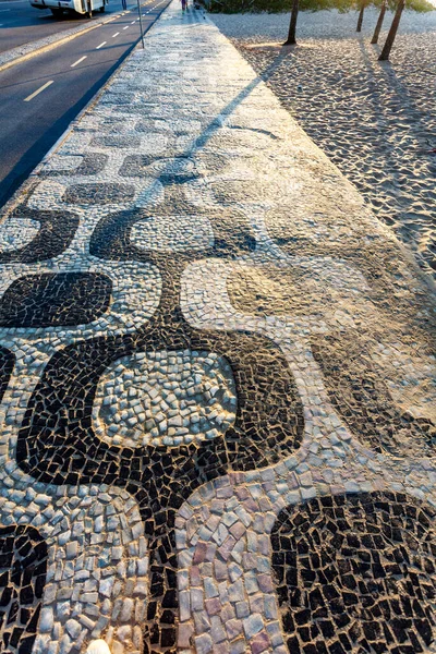 Чорно Білий Візерунок Знаменитого Тротуару Іпанемі Проект Оскара Німеєра Ріо — стокове фото