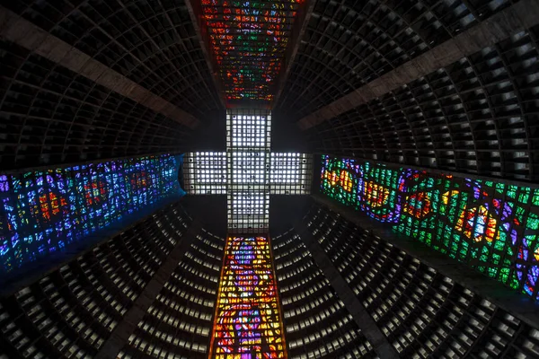 Interiør Sebastians Katedral Rio Janeiro Brasil Sør Amerika – stockfoto