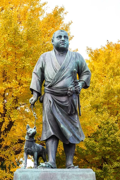 Estátua Saigo Takamori Seu Cão Parque Ueno Tóquio Japão Ásia — Fotografia de Stock