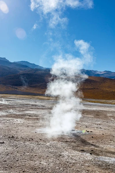 Paisaje Del Campo Geotermal Tatio Con Geyers Los Andes Atacama — Foto de Stock