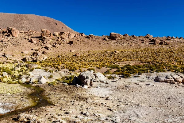 Paisaje Del Campo Geotermal Tatio Con Geyers Los Andes Atacama —  Fotos de Stock