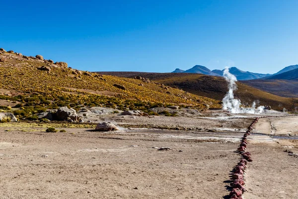 Paisaje Del Campo Geotermal Tatio Con Geyers Los Andes Atacama —  Fotos de Stock