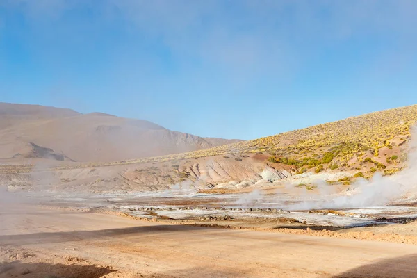 Paisaje Del Campo Geotermal Tatio Con Geyers Los Andes Atacama — Foto de Stock