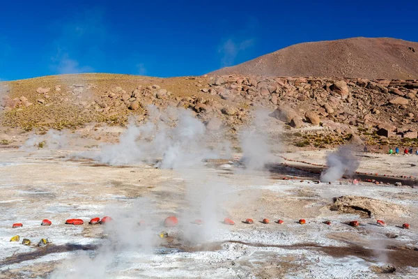 Paisaje Del Campo Geotérmico Tatio Con Geyers Los Andes Atacama — Foto de Stock
