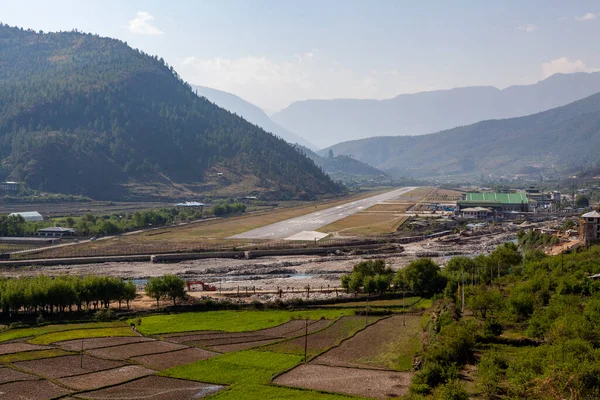 Runway Paro Airport Paro Bhutan Asia — Stock Photo, Image