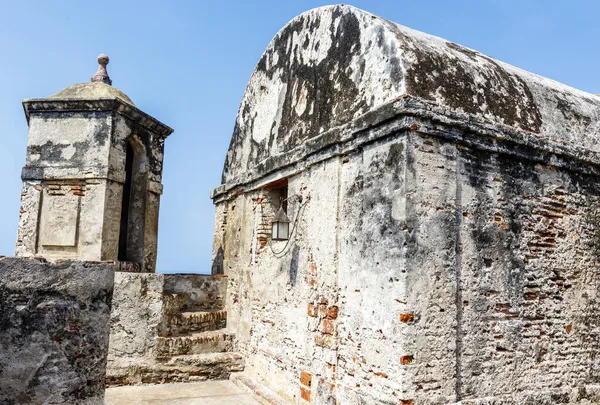 卡斯蒂略圣费利佩德巴拉哈斯城堡 Castillo San Felipe Barajas 是位于哥伦比亚卡塔赫纳市的一座要塞 — 图库照片