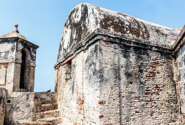 卡斯蒂略圣费利佩德巴拉哈斯城堡 Castillo San Felipe Barajas 是位于哥伦比亚卡塔赫纳市的一座要塞 — 图库照片