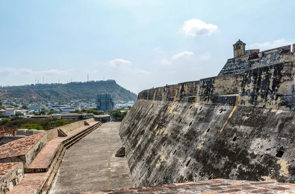 卡斯蒂略圣费利佩德巴拉哈斯城堡 Castillo San Felipe Barajas 是位于哥伦比亚卡塔赫纳市的一座要塞 — 图库照片