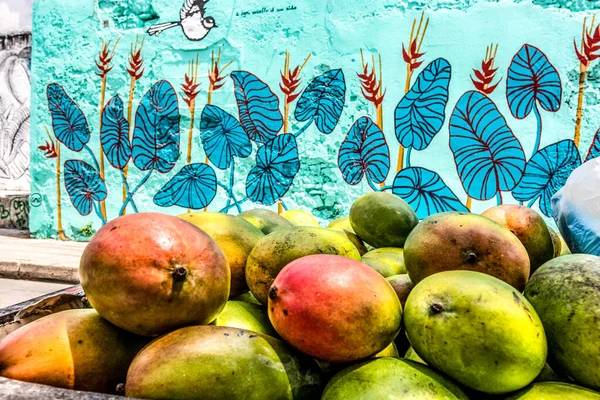 南美洲哥伦比亚卡塔赫纳德印第亚斯旧中心的水果摊 — 图库照片
