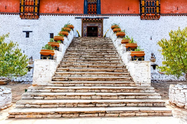 Treppe Zum Eingang Des Paro Rinpun Dzong Klosters Paro Bhutan — Stockfoto