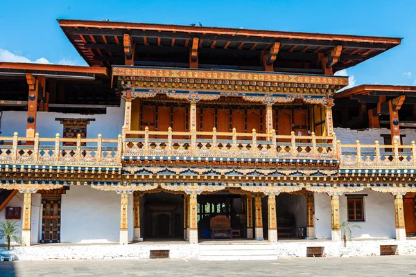 Πρόσοψη Του Μοναστηριού Στο Εσωτερικό Του Punakha Dzong Punakha Μπουτάν — Φωτογραφία Αρχείου