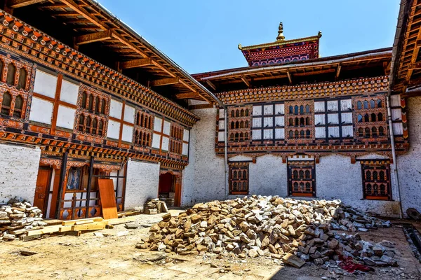 Nádvoří Exteriér Lhuntse Dzong Kláštera Bhútánu Asie — Stock fotografie