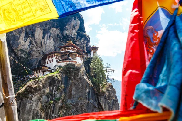 Widok Klasztor Tiger Nest Taktshang Goemba Paro Bhutan — Zdjęcie stockowe