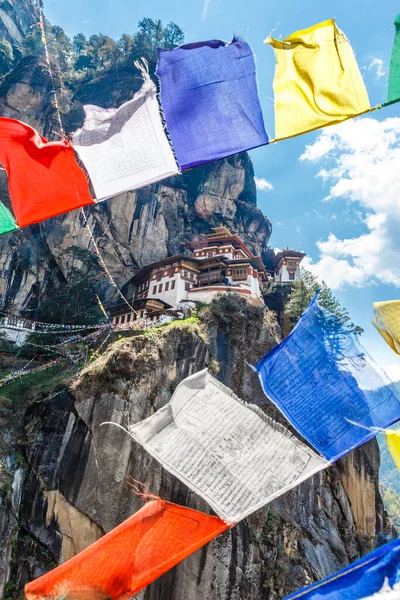Vista Mosteiro Ninho Tigre Taktshang Goemba Paro Butão — Fotografia de Stock