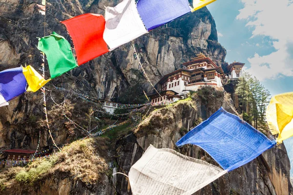 Widok Klasztor Tiger Nest Taktshang Goemba Paro Bhutan — Zdjęcie stockowe