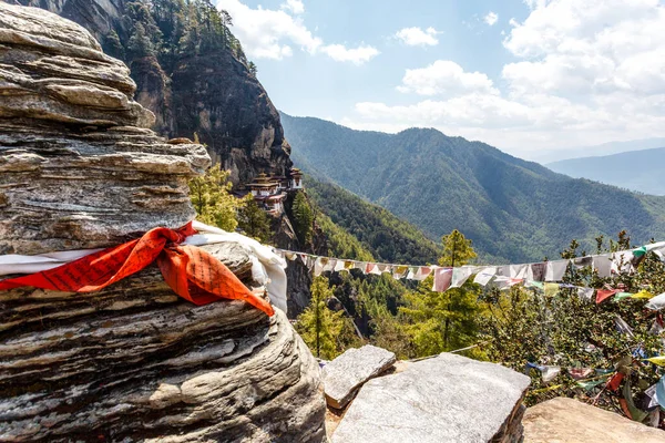 Paro Butan Daki Kaplan Yuvası Manastırı Taktshang Goemba Bakın — Stok fotoğraf