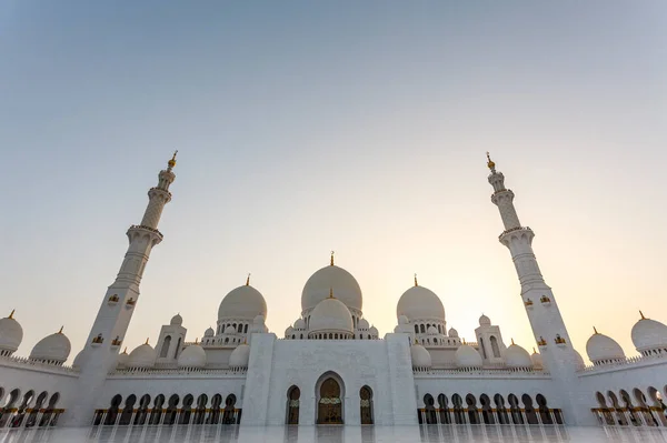 Sunset Sheikh Zayed Grand Mosque Abu Dhabi United Arab Emirates — Stock Photo, Image