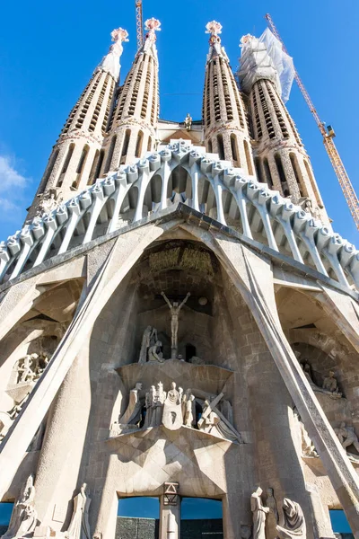 Fachada Pasión Sagrada Familia Barcelona Cataluña España — Foto de Stock