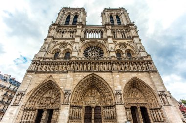 Paris, Fransa ve Avrupa 'daki Notre Dame Katedrali cephesi