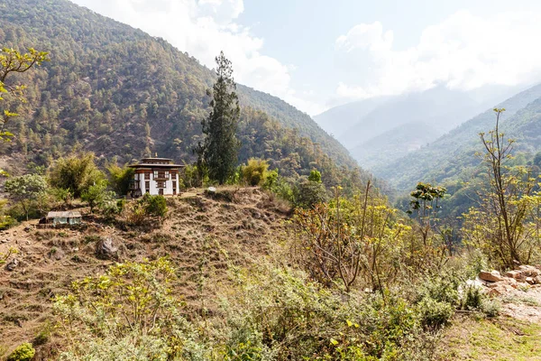 Bauernhaus Lokalen Stil Den Bergen Bhutan Asien — Stockfoto
