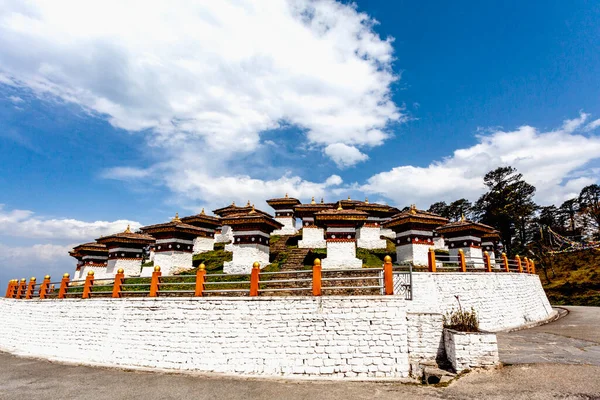 Dochu Chortens Stupas Top Dochula Pass Himalayas Western Bhutan Asia — Stock Photo, Image