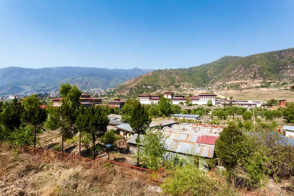 Pohled Klášter Trashi Chhoe Dzong Thimphu Bhútán Asie — Stock fotografie