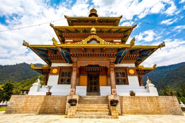 Punakha, Bhutan, Asya 'daki Khamsum Yeulley Namgyal koro tapınağının (Kral' a adanmıştır) dışı.