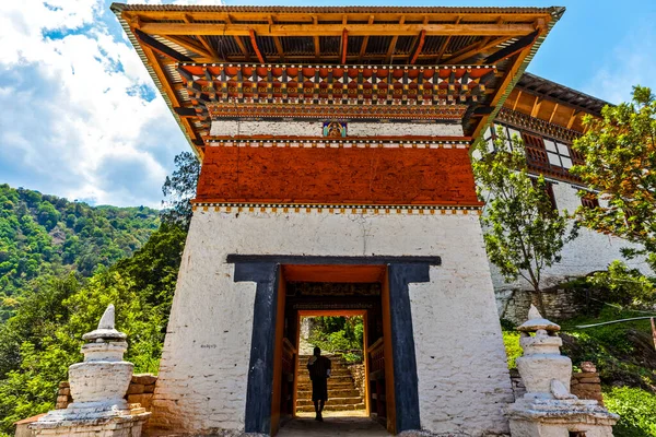 Brama Wejściowa Klasztoru Lhuentse Dzong Lhuntse Wschodni Bhutan Azja — Zdjęcie stockowe