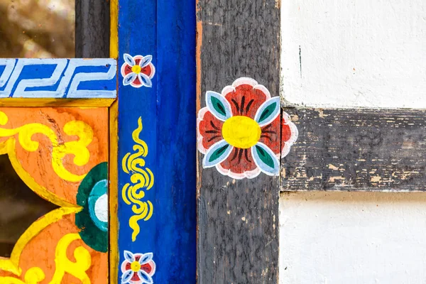 Detail Rich Decorated Exterior Monastery Paro Bhutan Asia — Stockfoto