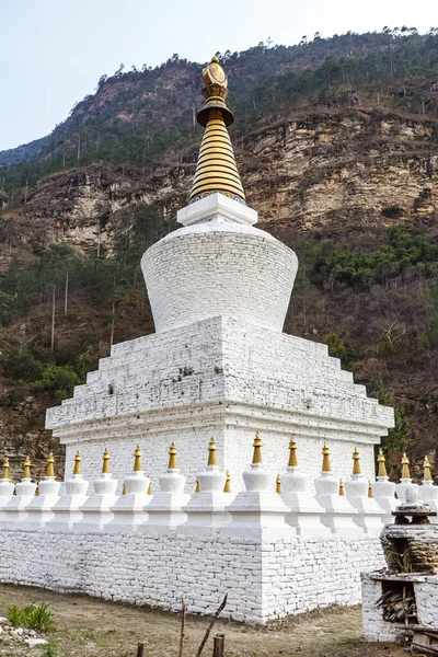 Biały Chór Górach Bhutanu Wschodniego Azja — Zdjęcie stockowe