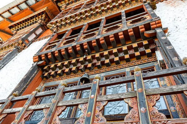 Ornate Facade Drametse Goemba Biggest Most Important Monastery East Bhutan — Stockfoto