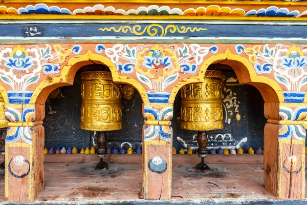 Prayer Wheels Chimi Lhakhang Monastery Close Punakha Bhutan Asia — ストック写真