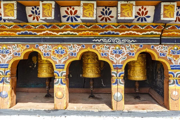 Prayer Wheels Chimi Lhakhang Monastery Close Punakha Bhutan Asia — ストック写真