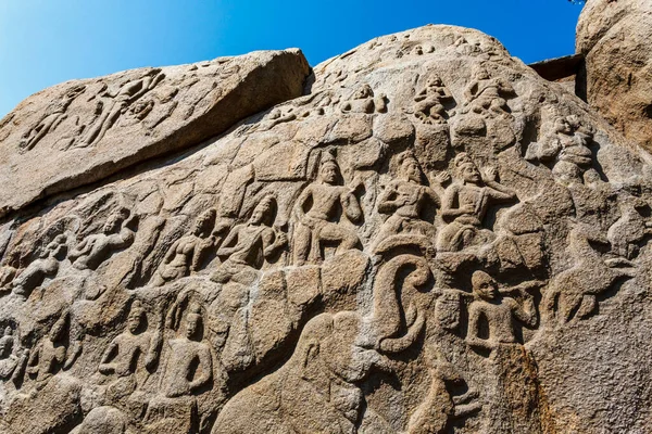 Arjunas Buße Mamallapuram Einem Unesco Weltkulturerbe Tamil Nadu Südindien Asien — Stockfoto