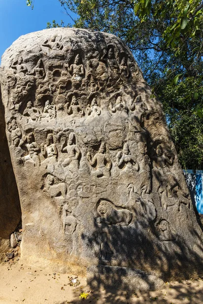 Arjunas Botgöring Mamallapuram Ett Unescos Världsarv Tamil Nadu Södra Indien — Stockfoto