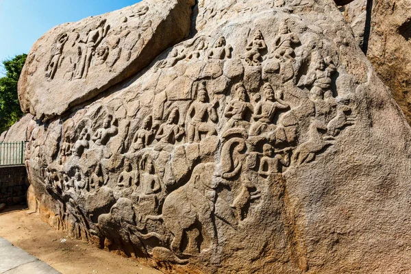 Arjunas Botgöring Mamallapuram Ett Unescos Världsarv Tamil Nadu Södra Indien — Stockfoto